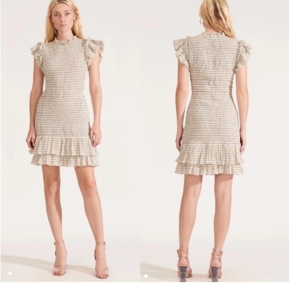 Veronica Beard Cream Ruffle Mini Dress